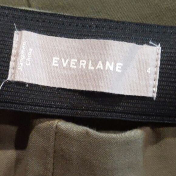 Everlane The Size-Zip Stretch Cotton Ankle Pants Army Green Minimalsit Size 4 - Picture 5 of 9